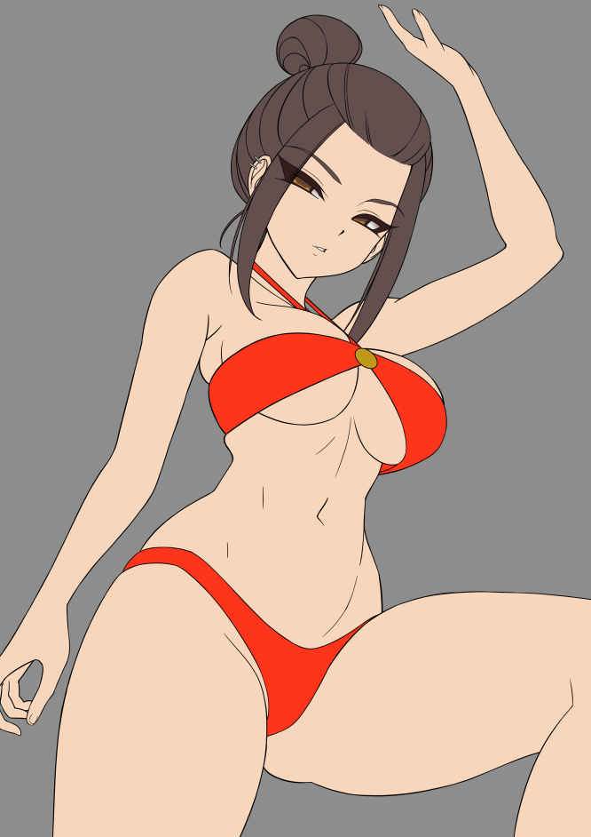 1girls avatar_the_last_airbender azula beach bikini crown_braid female female_only fire_nation kuroonehalf nickelodeon princess sideboob smooth_skin solo swimsuit underboob wip work_in_progress