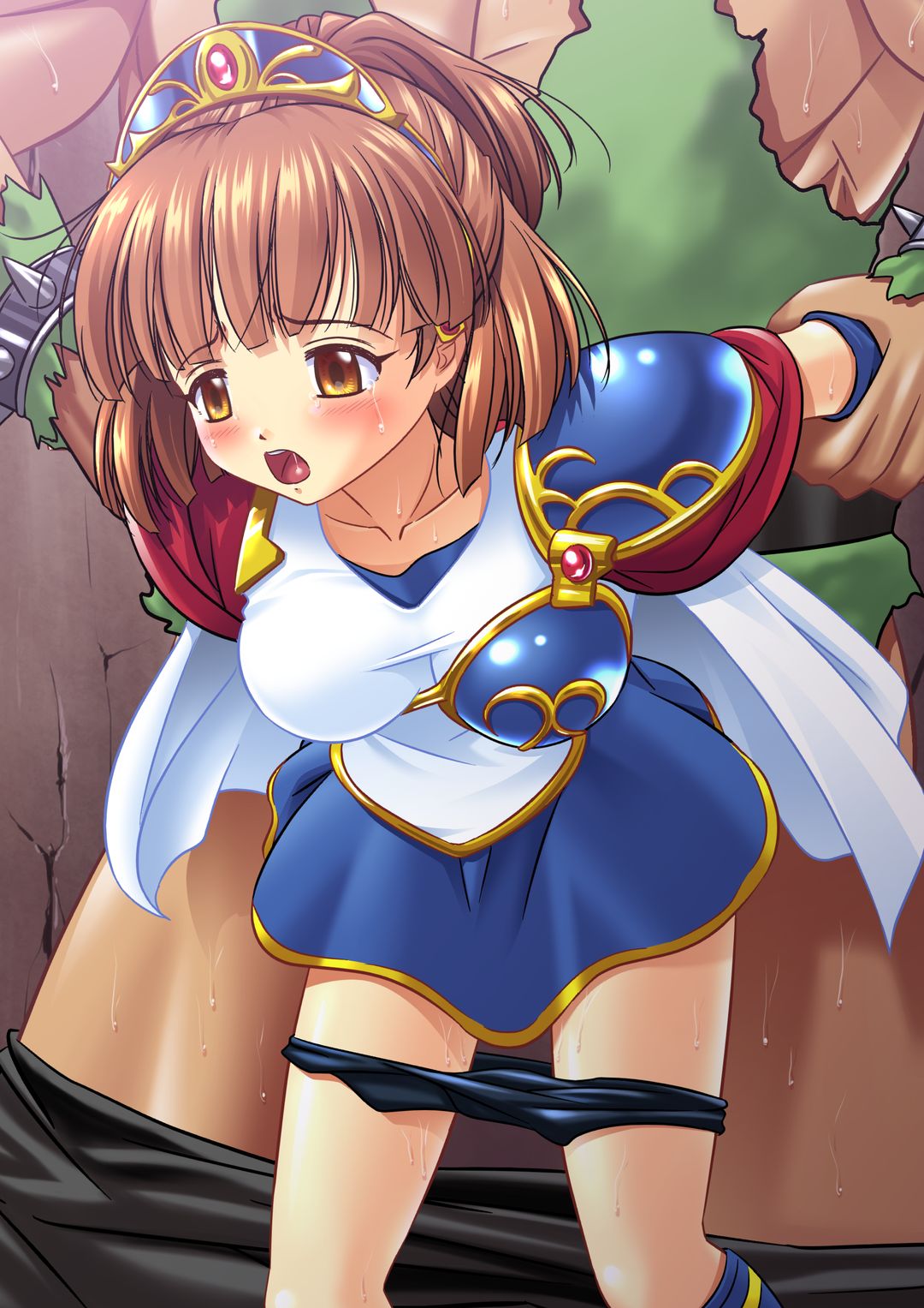 alternate_costume arle_nadja black_panties clothed_sex crying female hands_behind_back madou_monogatari male panties puyo_puyo puyo_puyo_fever rape sweat sweetsprite