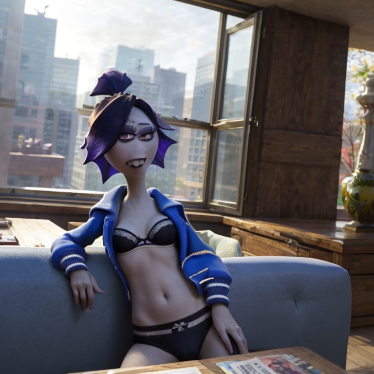 3d ai_generated claire_wheeler cleavage disney monster_girl monsters_university pixar pixar_style tagme underwear