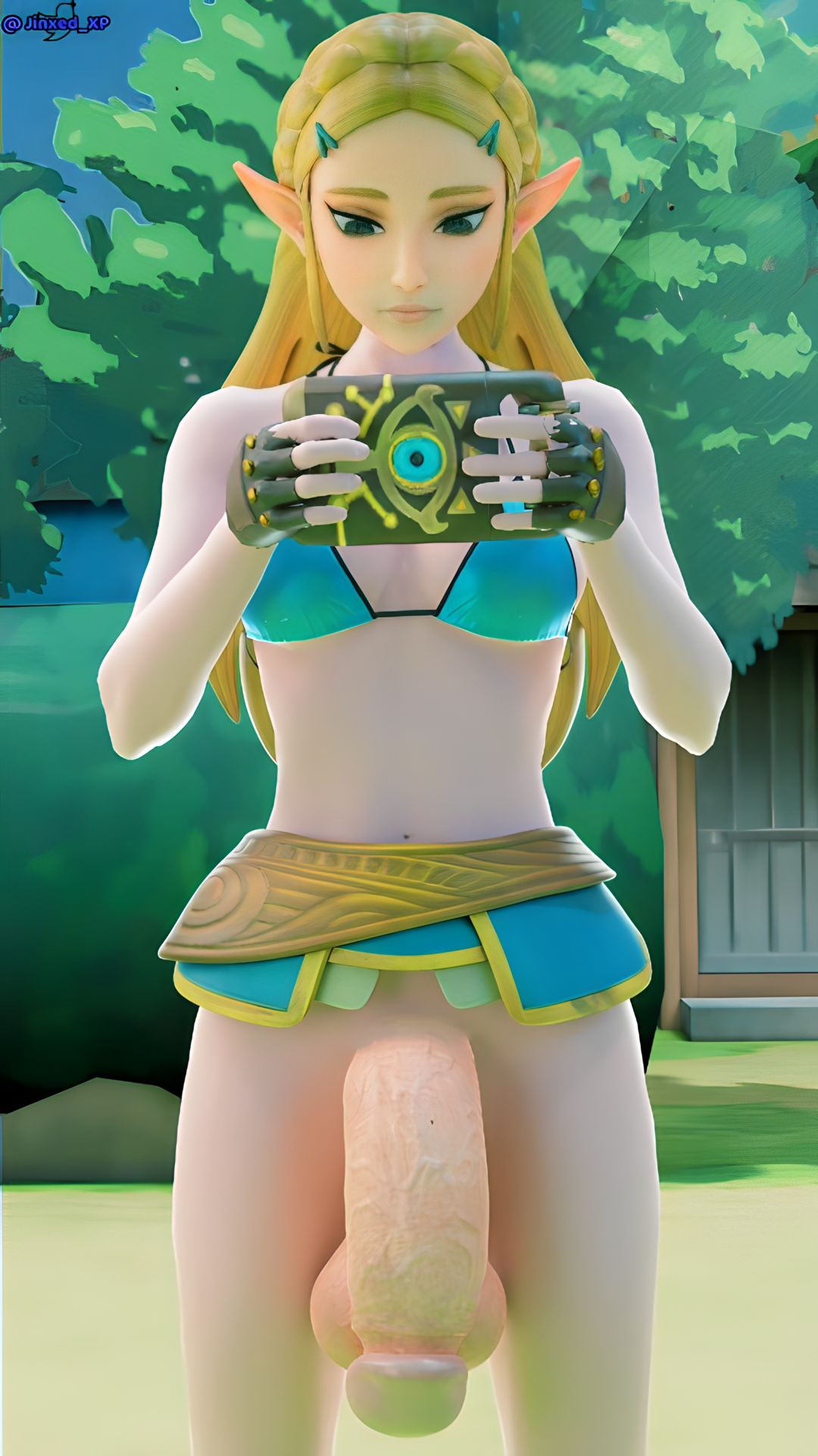 1futa 3d 3d_(artwork) big_balls big_penis bikini blue_bikini breath_of_the_wild distracted flaccid flaccid_penis futa_only futanari jinxed_xp nintendo phone princess_zelda solo_futa tagme the_legend_of_zelda zelda_(breath_of_the_wild)