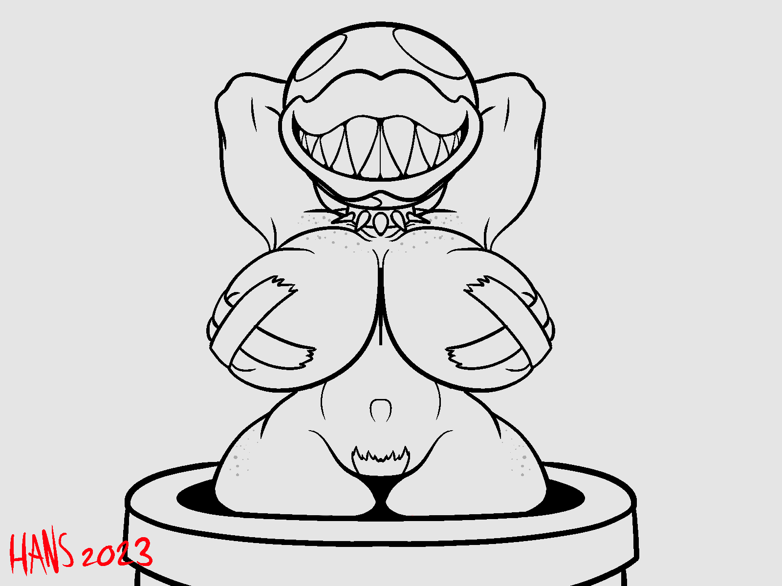 anthro bolterhans female hans huge_breasts mario_(series) nipple_tape nude piranha_plant plant plantie pussy solo