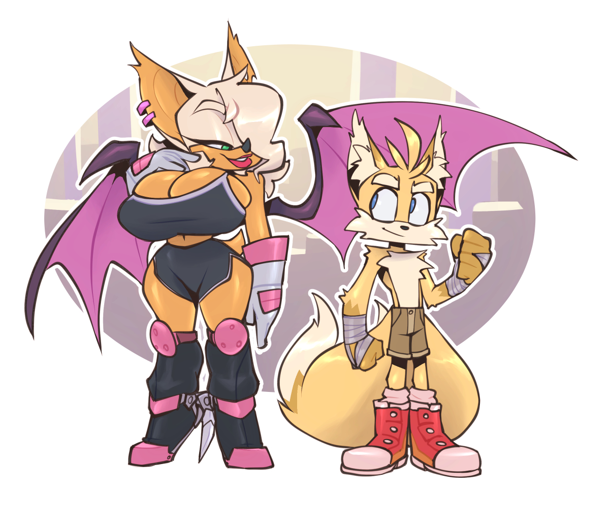 age difference, big breasts, bigdad, breasts, cleavage, female, huge breasts, large breasts, male, miles prower, older female, older female and younger male, rouge the bat, sega, sonic (series), sonic the hedgehog (series), tagme, tails, tails the fox, younger male