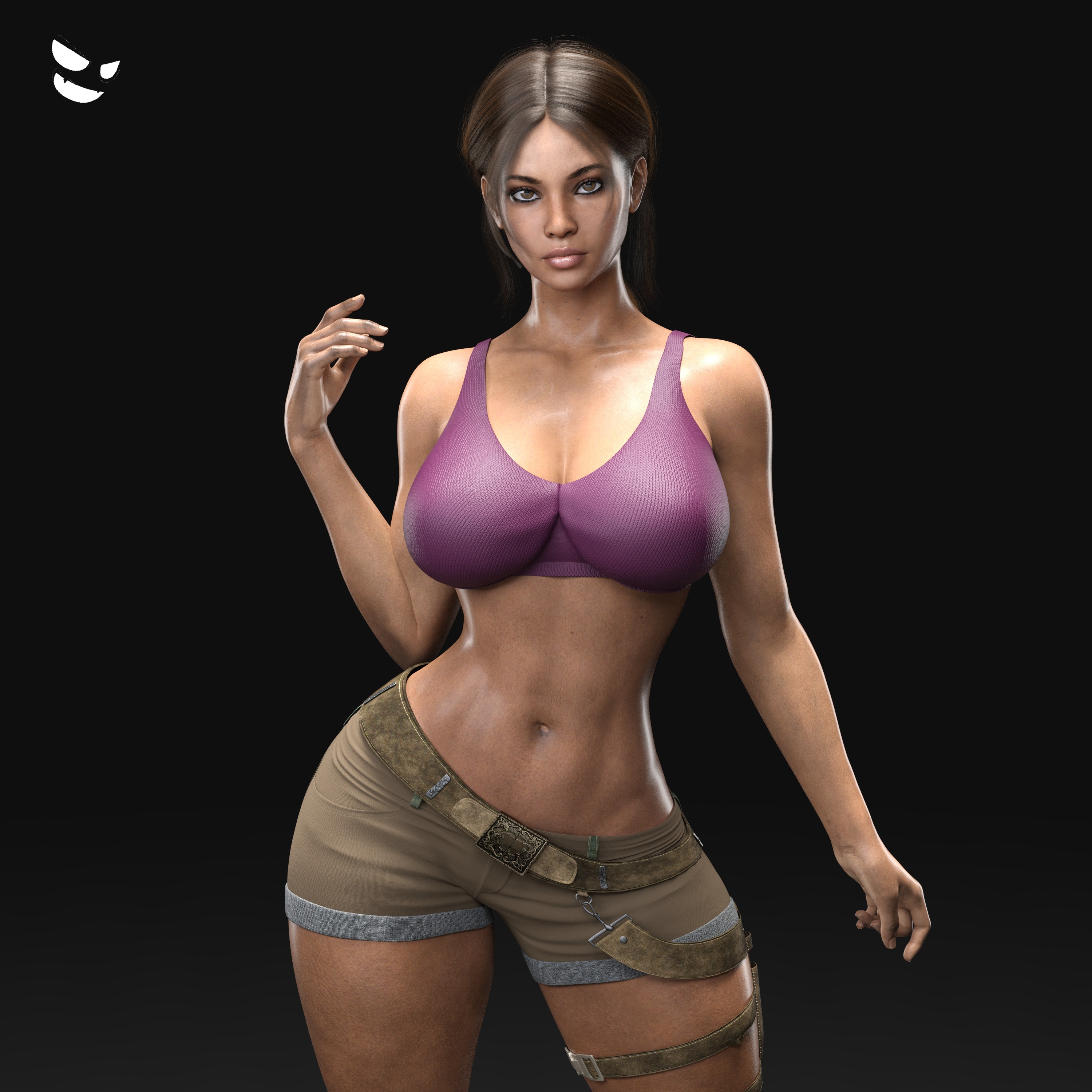 1girls, 3d, african, african female, big breasts, breasts, brown eyes, brown hair, capcom, cleavage, curly hair, dark skin, dark-skinned female, female, female only, fully clothed, gm studios, large breasts, looking at viewer, navel, resident evil, resident evil 5, sheva alomar, short shorts, shorts, smooth skin, solo, solo female, thick lips, thick thighs