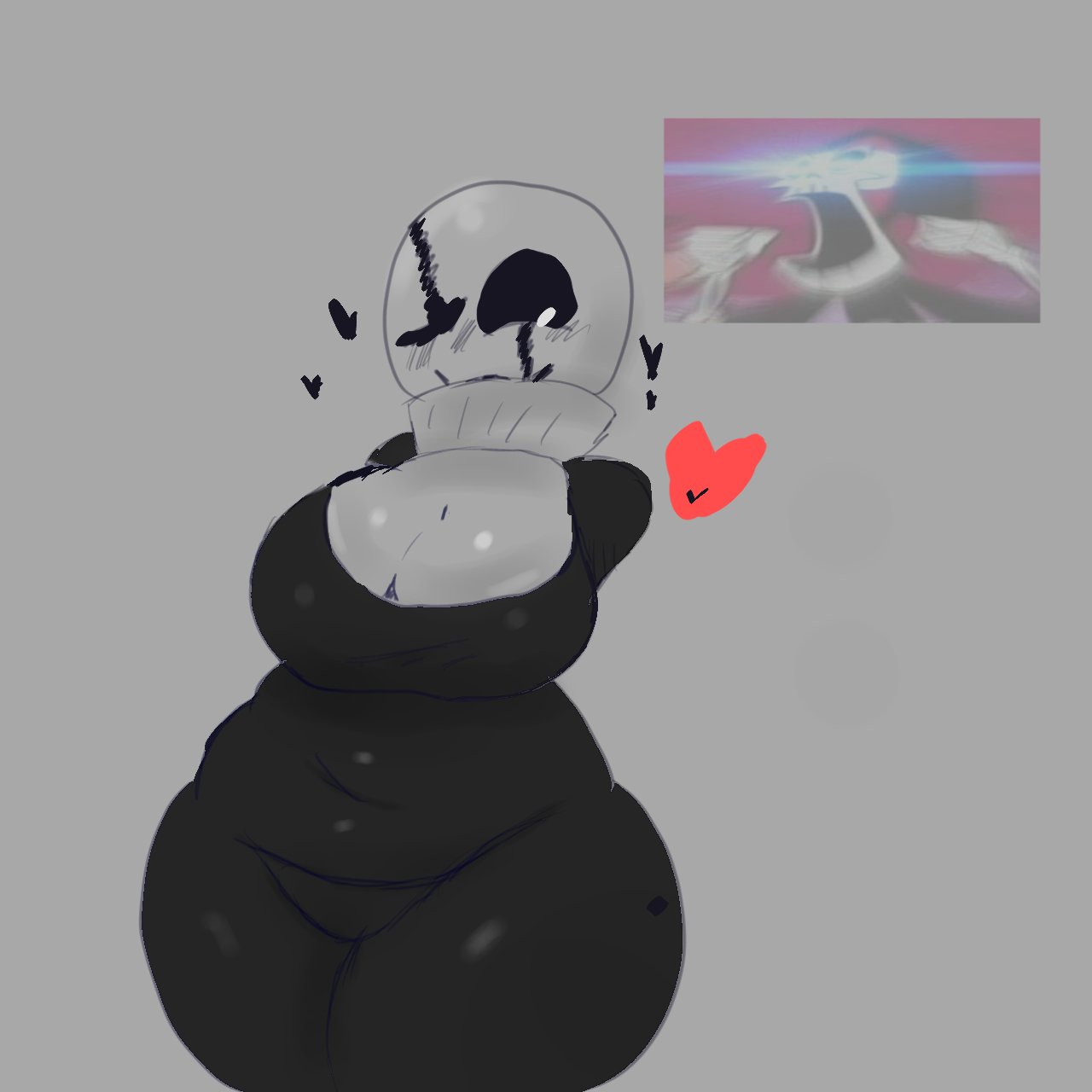 1girls, big breasts, breasts, deltarune, fem gaster, female, female focus, gaster, lox 87, rule 63, simple background, soul (undertale), undertale, undertale (series)