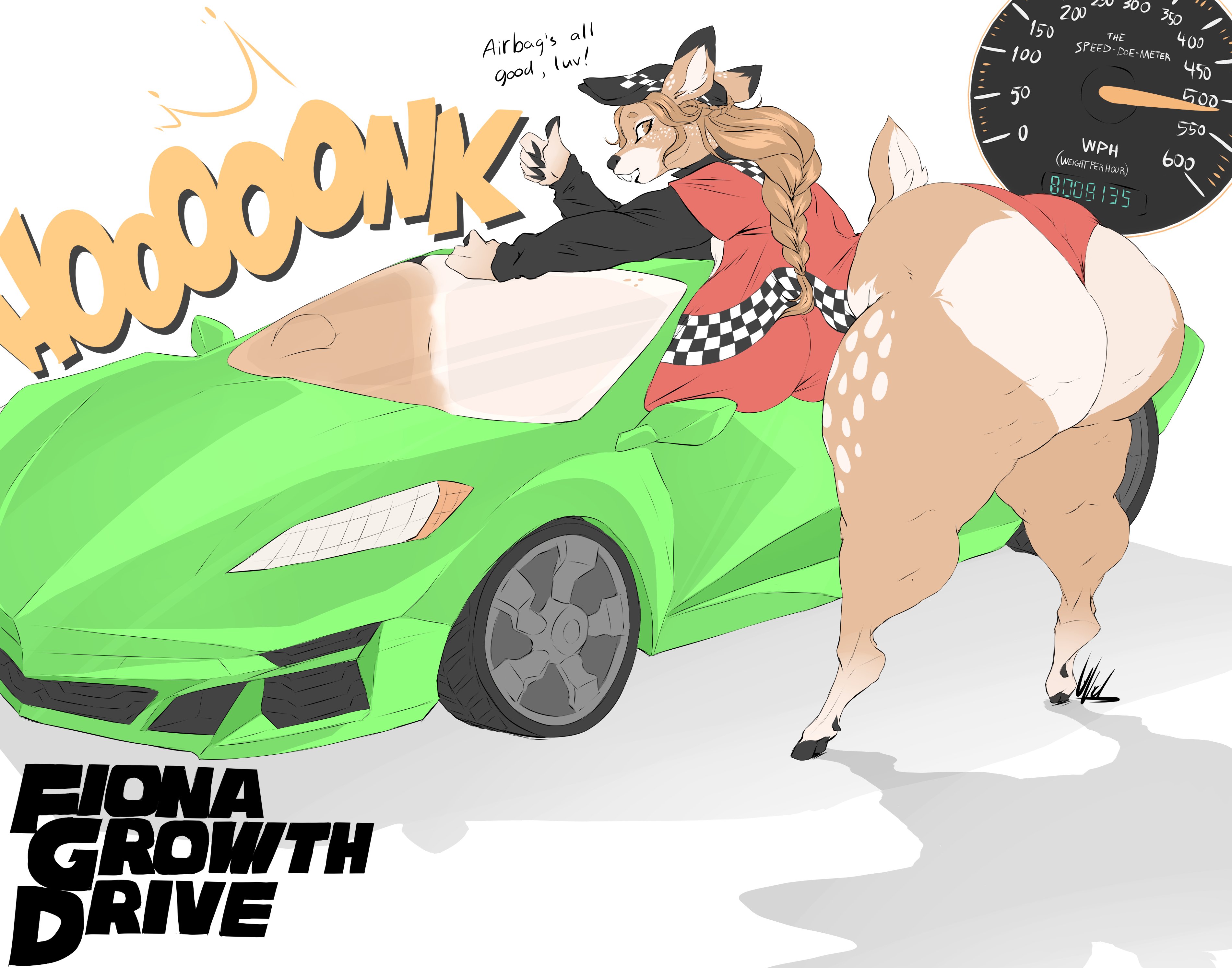 big ass, big breasts, breast expansion, breasts, bubble butt, cellulite, cleavage, dullvivid, fiona fawnbags (dullvivid), furry, gigantic breasts, huge ass, huge breasts, hyper ass, hyper breasts, nipples, race queen, tagme, thick thighs, wide hips