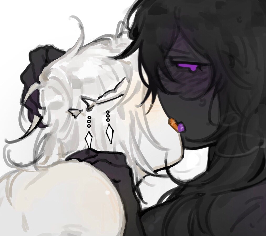 1girls, ang1079577, azure (forsaken), black body, black skin, blush, duo, female, forsaken (roblox), french kiss, french kissing, kissing, making out, nonbinary, princess two time, purple eyes, roblox, roblox game, robloxian, tagme, tears, tears in eyes, two time, two time (forsaken), white body, white hair, white skin