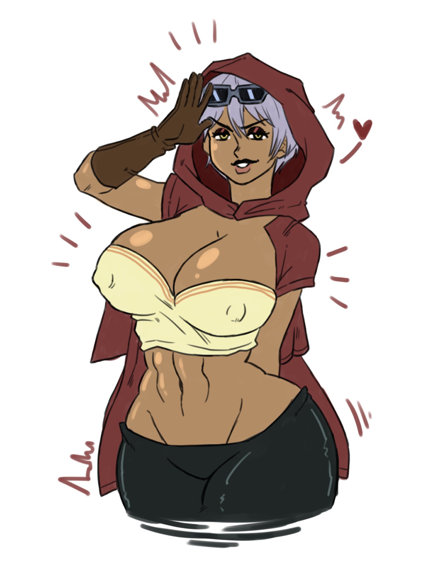 1girls, 2d, 2d (artwork), abs, artist name, artist signature, black leggings, breasts, breasts bigger than head, bubble butt, canonical scene, child bearing hips, clothed female, clothing, curvaceous, curvaceous female, curvy female, curvy hips, dark skin, dark-skinned female, erect nipples, erect nipples under clothes, female, female focus, female only, fit, fit female, hourglass figure, huge ass, huge breasts, jojo's bizarre adventure, large ass, large breasts, leggings, mariah (jjba), navel, pochoclogigi, solo, solo female, solo focus, stardust crusaders, thick thighs, toned, toned body, toned female, toned stomach, watermark, wide hips