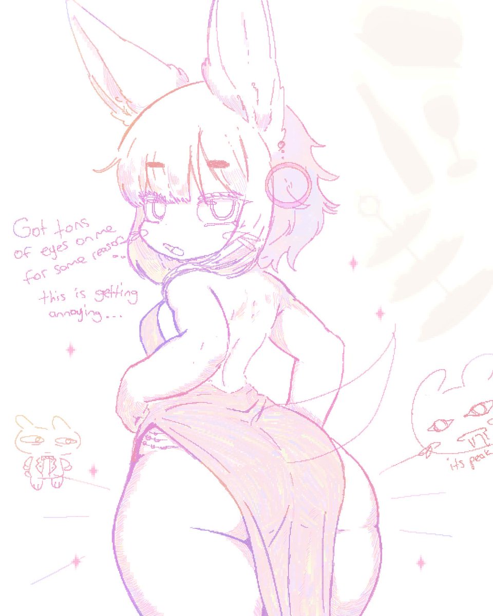 911servis, ass, brown fur, dress, made in abyss, nanachi, tail, text, thick thighs, white hair