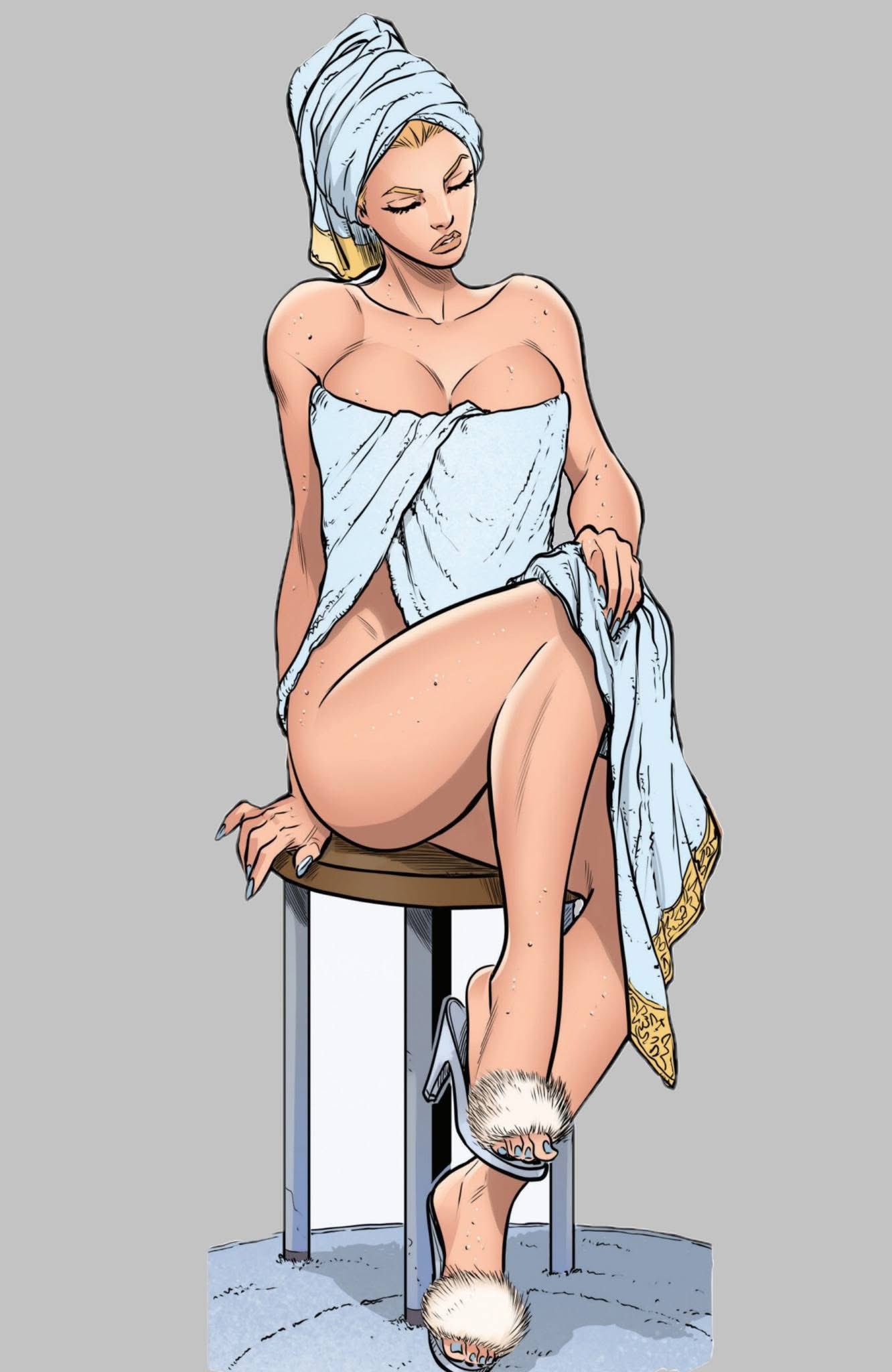 after bath, andrea di vito, antonio fabela, breasts, comic, comic page, emma frost, female, large breasts, marvel, marvel comics, official art, white queen, x-men