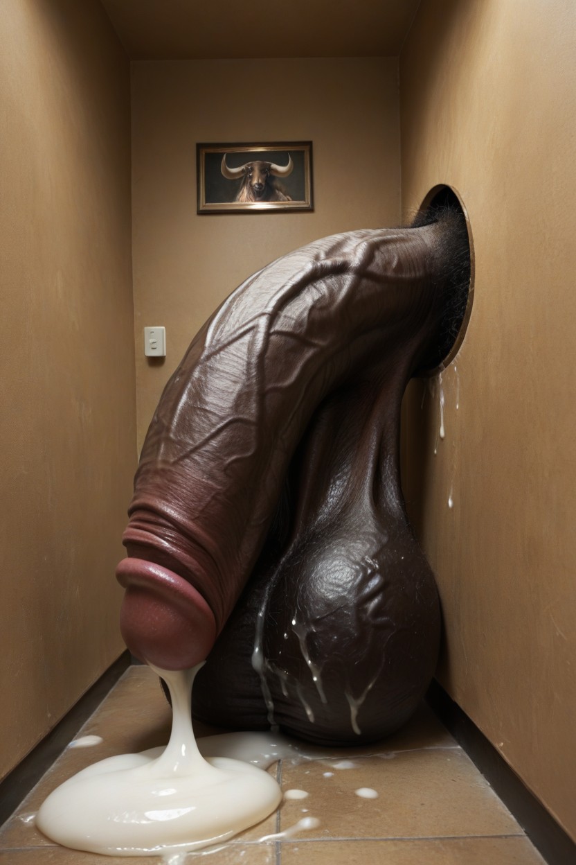 ai generated, balls, bathroom stall, cum, cum pool, cum pooling, excessive cum, furrypornaddiction, glory hole, hanging penis, huge balls, huge cock, hyper, hyper balls, hyper penis, male, minotaur, penis, poney, pubes, realism, realistic, saggy balls, solo male, thick cum, veiny penis