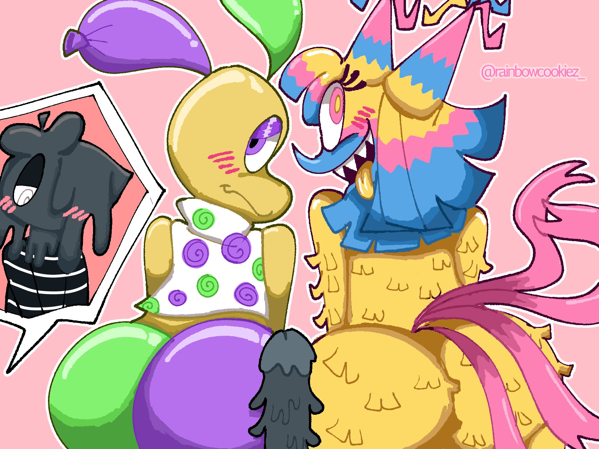 1boy, 2025, 2d, 2d (artwork), 2d artwork, 2girls, anthro, anthro female, blot (dandy's world), blush, blushing, bunny, bunny boy, bunny ears, cat ears, cat girl, cat tail, catgirl, crossdressing, crossdressing (mtf), crossdressing male, dandy's world, feline, female, femboy, furry, furry female, gay, gay anal, gay male, gay sex, homosexual, homosexual male, homosexual sex, looey (dandy's world), male, male penetrated, male/male, rainbowcookiez (artist), solo male, thick ass, thick thighs, yaoi, yatta (dandy's world)