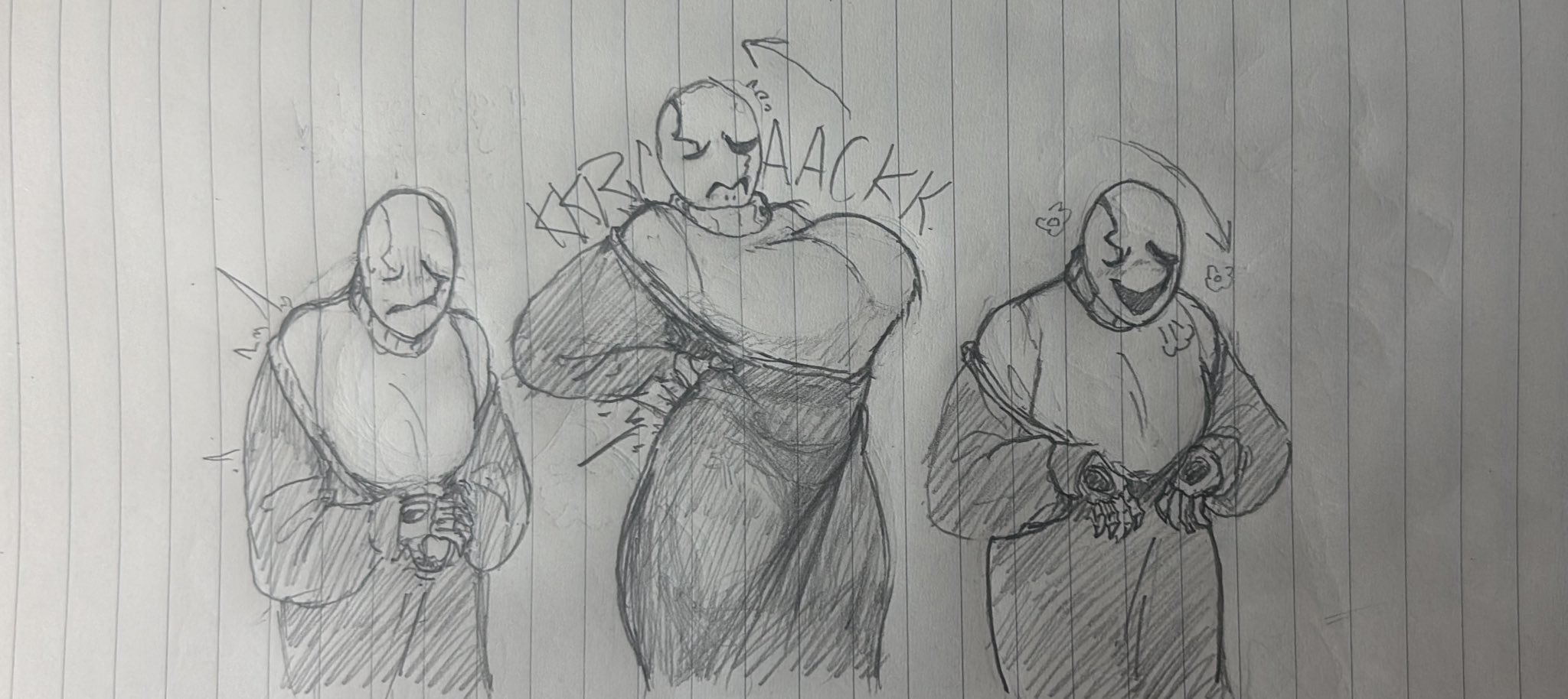 1girls, big breasts, breasts, breasts focus, cracking back, deltarune, fem gaster, female, female focus, female only, gaster, genderswap (mtf), graphite (artwork), graphite (medium), huge breasts, older female, rule 63, shabingad, undertale, undertale (series)