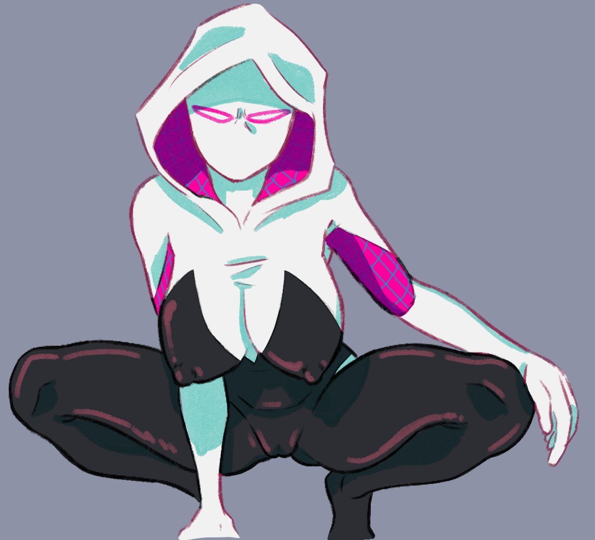 1girls, 2d, 2d (artwork), abs, artist name, artist signature, bodysuit, breasts, bubble butt, cameltoe, child bearing hips, clothed female, clothing, curvaceous, curvaceous female, curvy female, curvy hips, erect nipples, erect nipples under clothes, female, female focus, female only, fit, fit female, gwen stacy, hourglass figure, huge ass, huge breasts, large ass, large breasts, latex bodysuit, latex skinsuit, marvel, marvel comics, pochoclogigi, pussy, skin tight, skindentation, skinsuit, solo, spider-gwen, spider-man (series), thick thighs, tight clothes, tight clothing, tight fit, toned, toned body, toned female, toned stomach, watermark, wide hips