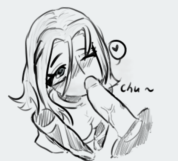 alis_(sakusu) blush cosplay female kissing kissing_penis monochrome one_eye_closed original_character penis_on_face sakusu sketch uniform unseen_male