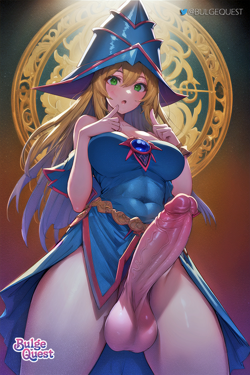 1futa ai_generated big_penis blonde_hair bulge_quest dark_magician_girl erection futa_only futa_sans_pussy futanari green_eyes long_hair looking_at_viewer penis solo stable_diffusion yu-gi-oh!