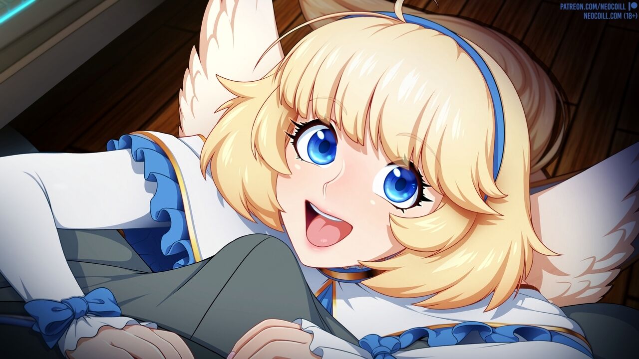 alternate version available, blonde hair, blue eyes, coill city (neocoill), hairband, lumina (neocoill), neocoill, original character, tagme, wings