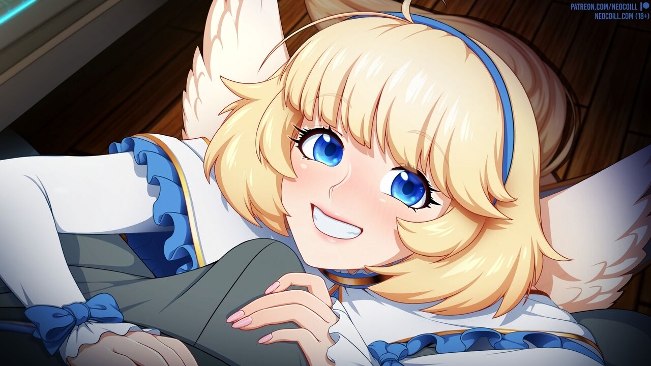 alternate version available, blonde hair, blue eyes, cock ring, coill city (neocoill), hairband, lumina (neocoill), male, neocoill, original character, penis, tagme, wings