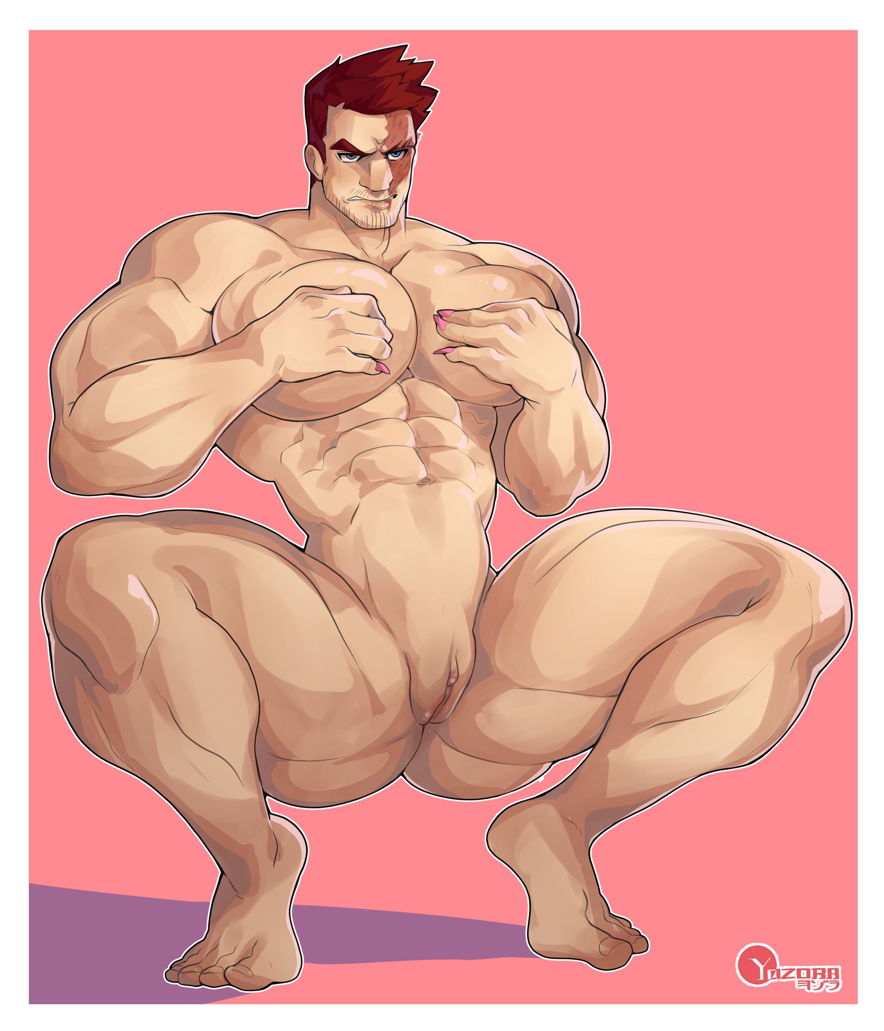 1cuntboy, abs, breasts, cuntboy, cuntboy only, cuntboy with breasts, endeavor (my hero academia), enji todoroki, intersex, male, male only, muscles, muscular, muscular arms, muscular legs, muscular male, muscular thighs, my hero academia, nails, nude, pussy, solo, straight hair, thick, thick thighs, yozorac1