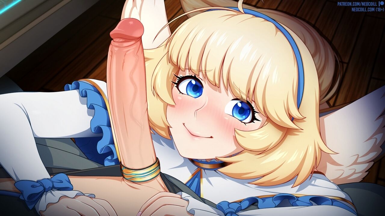 alternate version available, blonde hair, blue eyes, cock ring, coill city (neocoill), hairband, lumina (neocoill), male, neocoill, original character, penis, tagme, wings