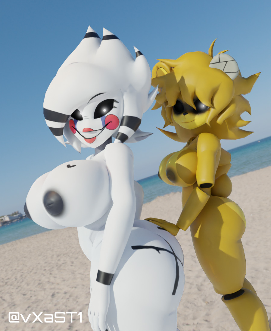 2girls 3d 3d_(artwork) alternate_version_available anthro areolae artist_name ass beach big_ass big_breasts breasts cally3d clazzey completely_nude completely_nude_female cryptiacurves curvy fazclaire's_nightclub female female_only five_nights_at_freddy's five_nights_at_freddy's_2 fnaf freddy_(fnaf) fredina's_nightclub fredina_(cally3d) frenni_(cryptia) frenni_fazclaire furry golden_freddy golden_freddy_(fnaf) golden_fredina_(cally3d) hourglass_figure looking_at_viewer marie_(cally3d) marie_(cryptia) marionette_(fnaf) nipples puppet_(cally3d) puppet_(fnaf) sand scottgames seaside smile thick_thighs type_0 voluptuous vxast wide_hips