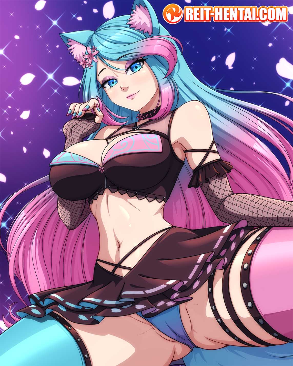 1girls 2023 artist_website big_breasts blue_eyes blue_hair camel_toe female fingerless_gloves fishnet_gloves fox_ears hourglass_figure indie_virtual_youtuber large_breasts long_hair looking_down_at_viewer open_legs pink_hair reit self_upload silvervale skirt stockings tight_clothing two_tone_hair virtual_youtuber vtuber watermark