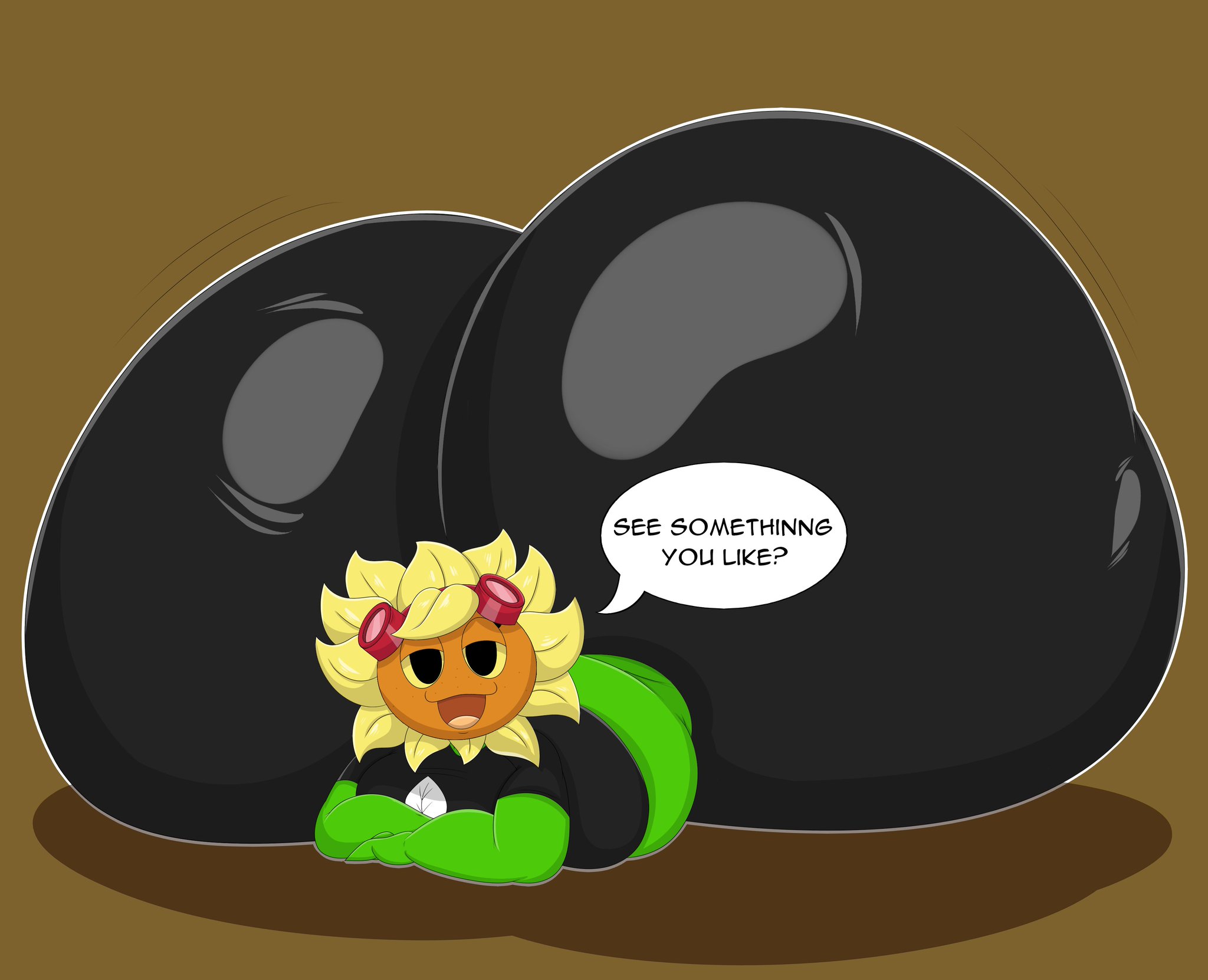 ass, ass focus, big ass, big butt, bloocherrypie, bubble ass, bubble butt, female, huge ass, laying down, plantie, plants vs zombies, solar flare (pvz), text