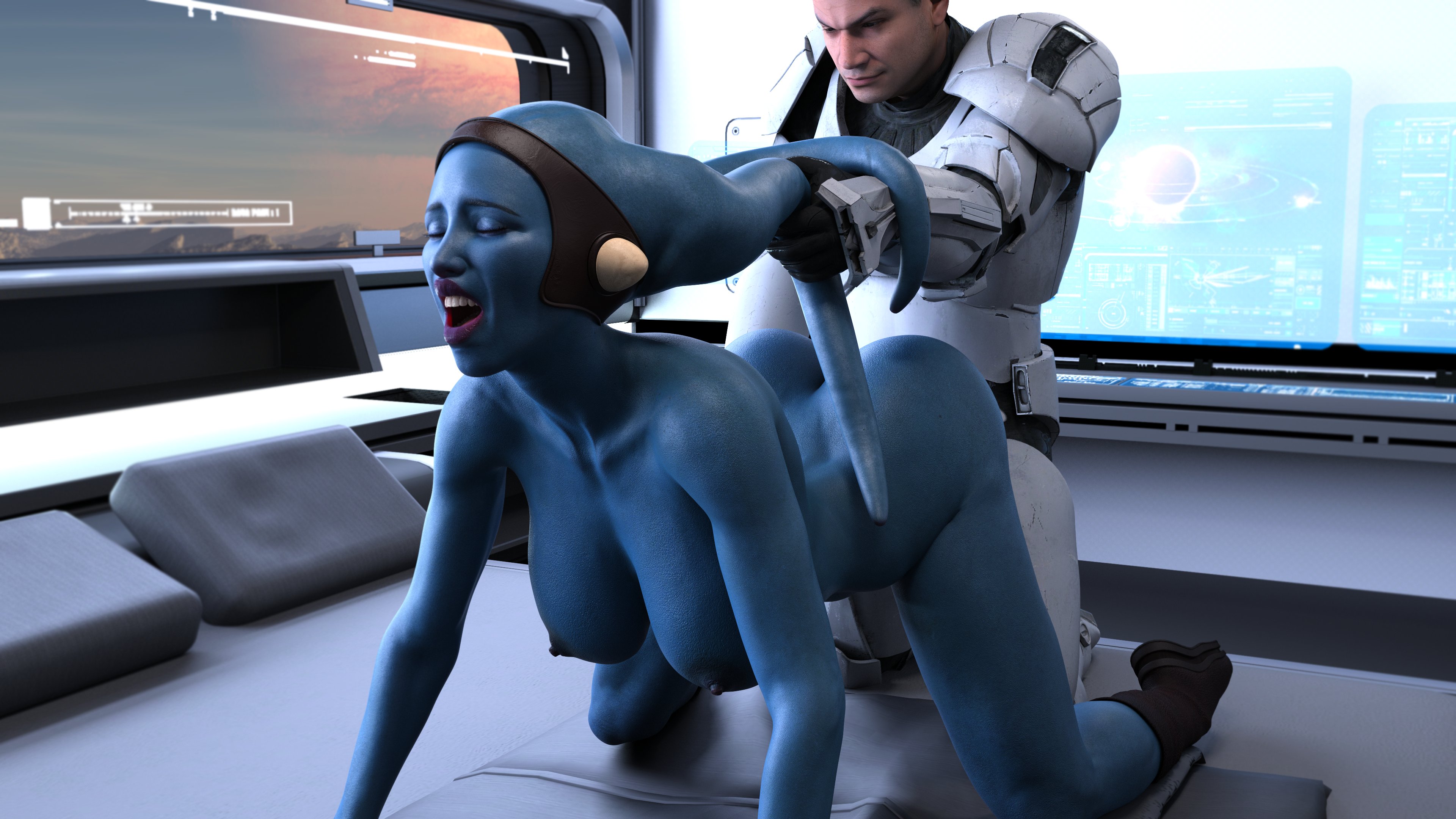 1boy, 1girls, 3d, aayla secura, absurd res, clone trooper, doggy style, drinkerofskies, female, interspecies, male, moaning, sex, star wars, twi'lek