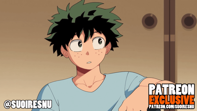 1boy, 1girls, 2d, anal plug, animated, ass, ass focus, bent over, blush, boku no hero academia, brown hair, brown-haired female, buttplug, canon couple, female, female pubic hair, gif, green hair, green-haired male, happy, izuku midoriya, large ass, looking at viewer, male, male/female, my hero academia, no panties, ochako uraraka, pubic hair, pussy, suoiresnu, sweat, thick thighs, thighs, uncensored, wide hips