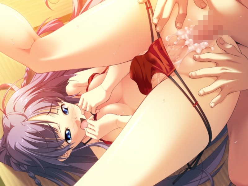 bikini blush censored cum game_cg hasumi_ichino long_hair mizugi oppai sex tagme takeya_masami te_to_te_try_on