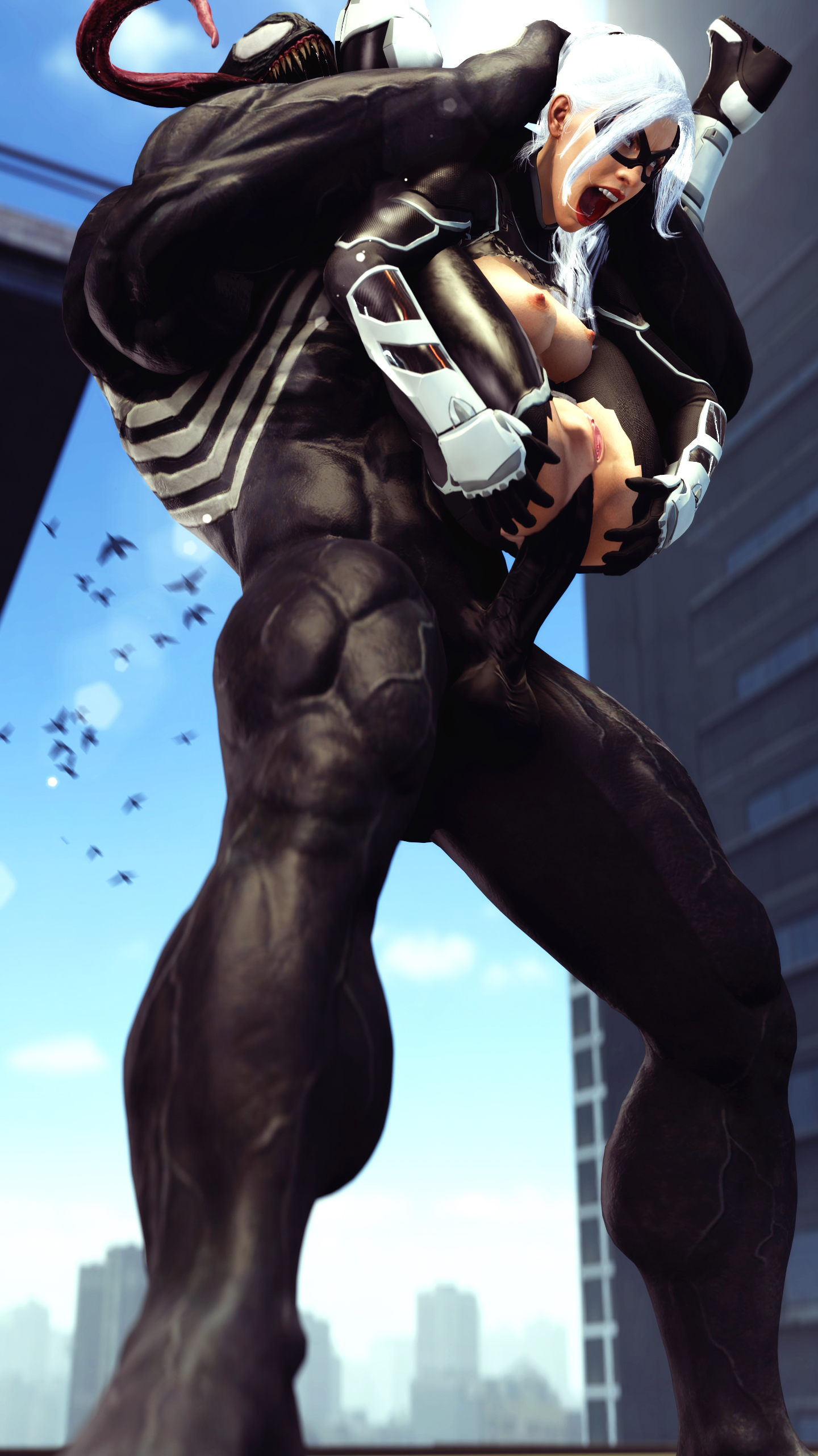 1boy, 1girls, 3d, ahe gao, alien, anal, anal sex, ass, big penis, black cat (insomniac), black cat (marvel), bodysuit, breasts, cheopsfm, clothed female nude male, felicia hardy, female, flexible, fucked silly, full nelson, holding, human, interspecies, larger male, legs up, lifted, light skin, light-skinned female, male, marvel, marvel comics, muscular, penis, poster, pussy, rolling eyes, sex, size difference, smaller female, source filmmaker, spider-man (ps4), spider-man (series), spread anus, spread ass, standing, straight, symbiote, thick thighs, thigh gap, torn clothes, veins, venom (marvel), white hair