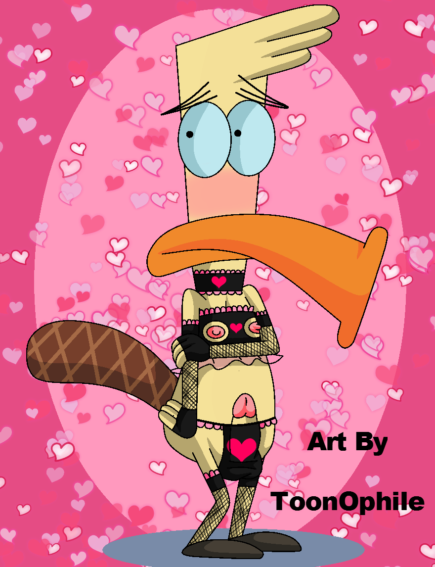 anthro camp_lazlo cartoon_network crossdressing edward_t._platypus erection erection_under_clothes furry lingerie male male_only nipples platypus solo solo_male toonophile