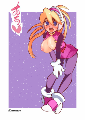 1girls alternate_breast_size big_breasts ciel_(mega_man) cleavage mega_man mega_man_zero nyanzou_7s tagme