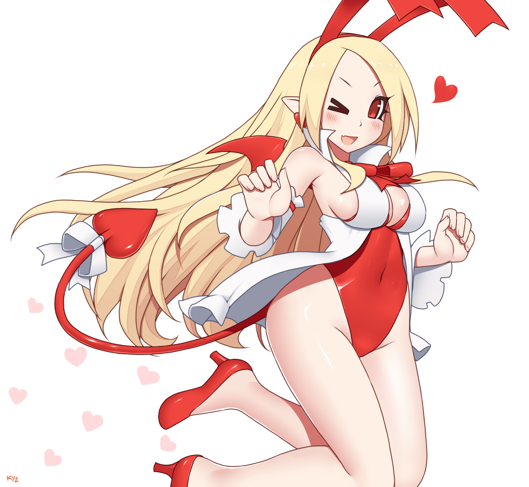 breasts bunny_suit disgaea fallen_angel flonne flonne_(fallen_angel) kuroonehalf large_breasts nippon_ichi_software sideboob thick_thighs thighs