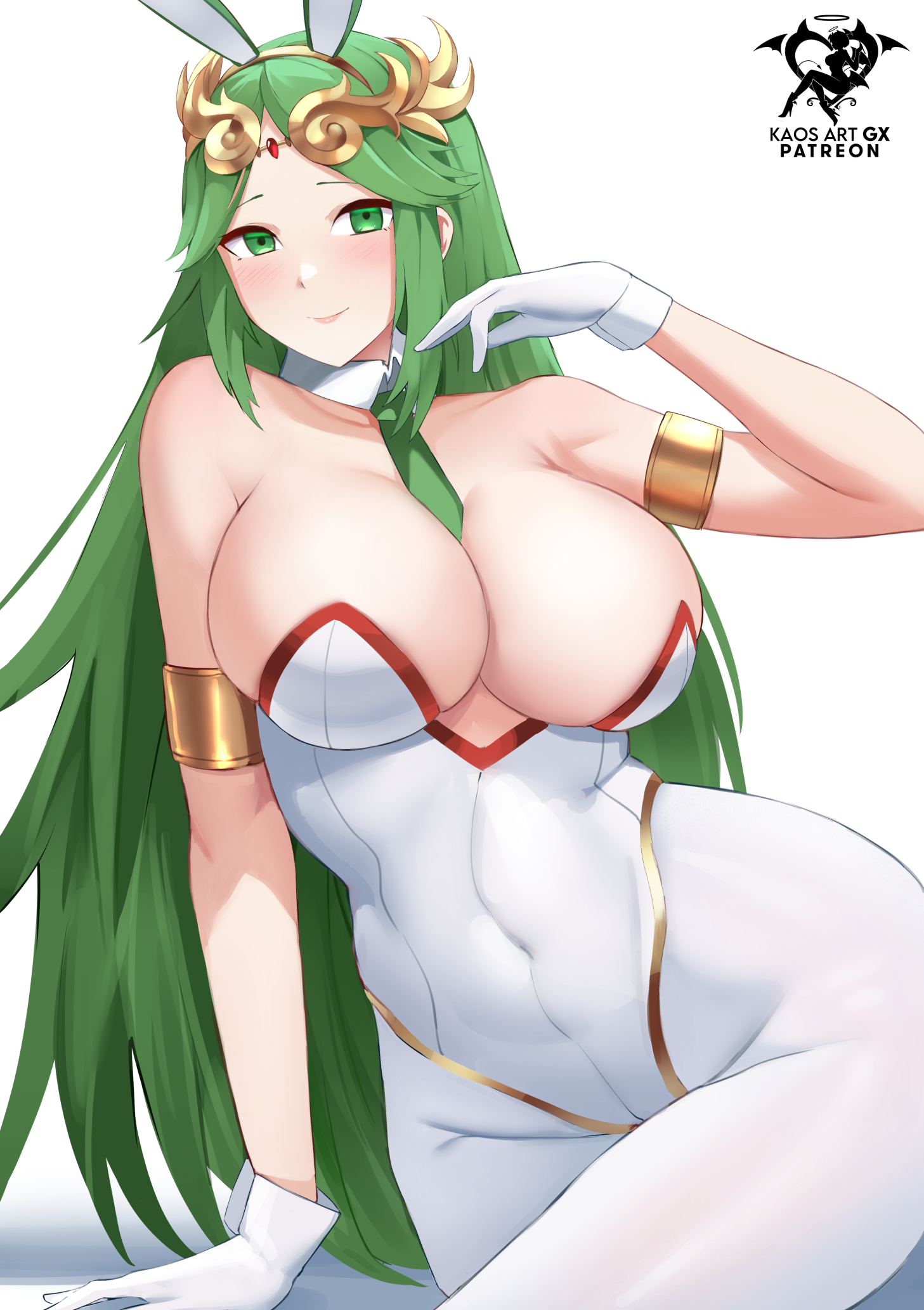 1girls, alternate breast size, big breasts, breasts, female, female only, kaos art, kid icarus, looking at viewer, nintendo, palutena, solo