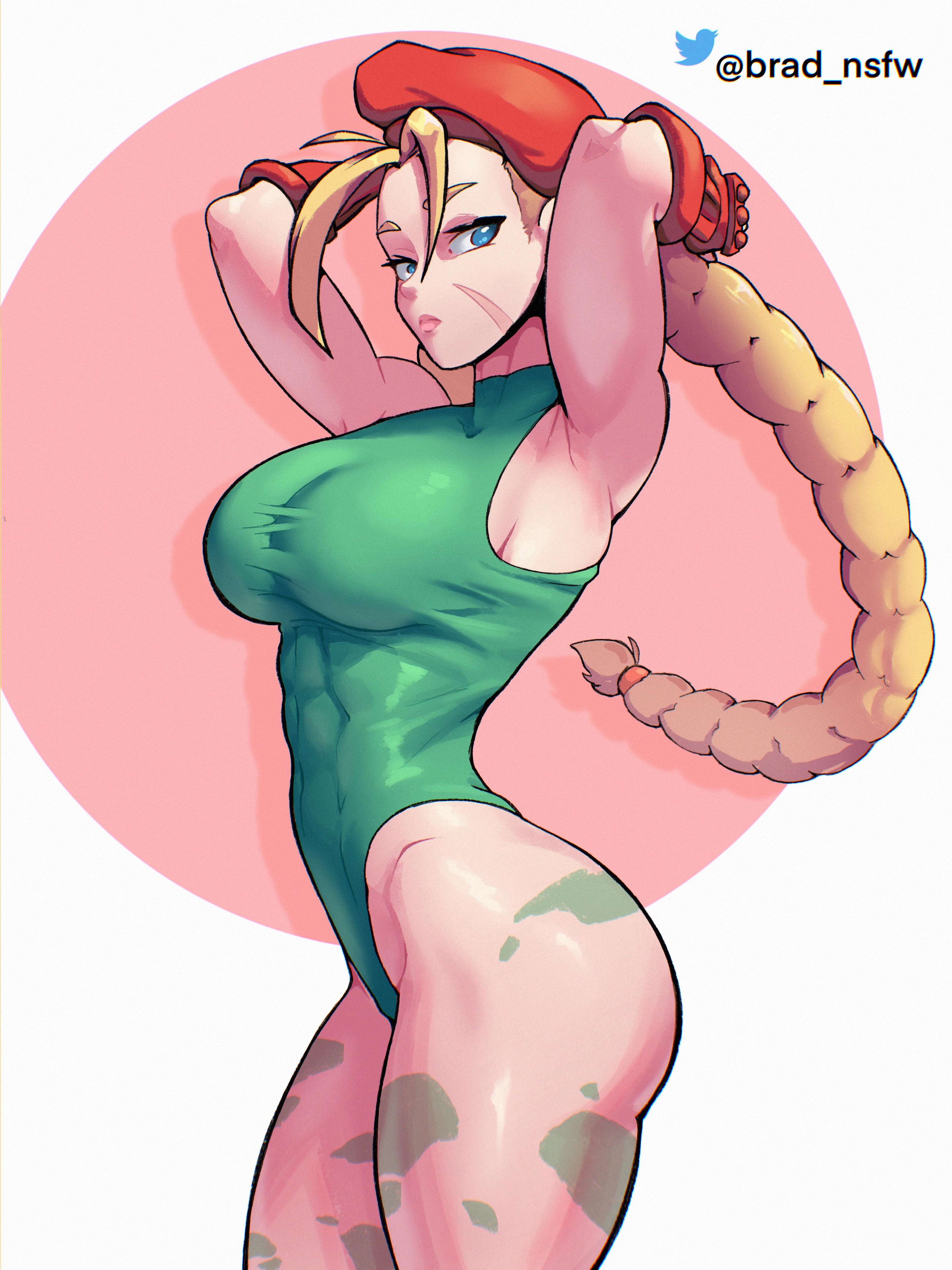 1girls, ass, beret, blonde hair, blue eyes, brad nsfw, breasts, cammy white, camouflage, capcom, female, female only, gloves, leotard, solo, street fighter, street fighter 6, street fighter v, thighs