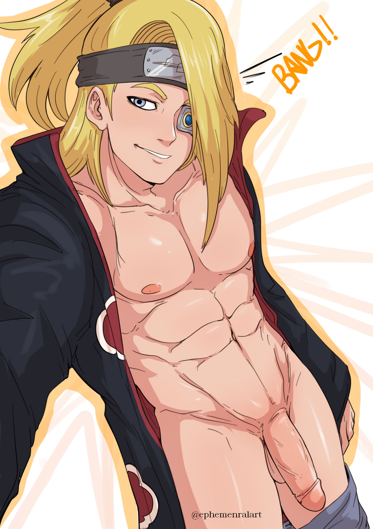 1boy androgynous blonde_hair deidara ephyyy ephyyy male male_focus male_only muscular_male naruto naruto_(series) naruto_shippuden penis solo_male tagme