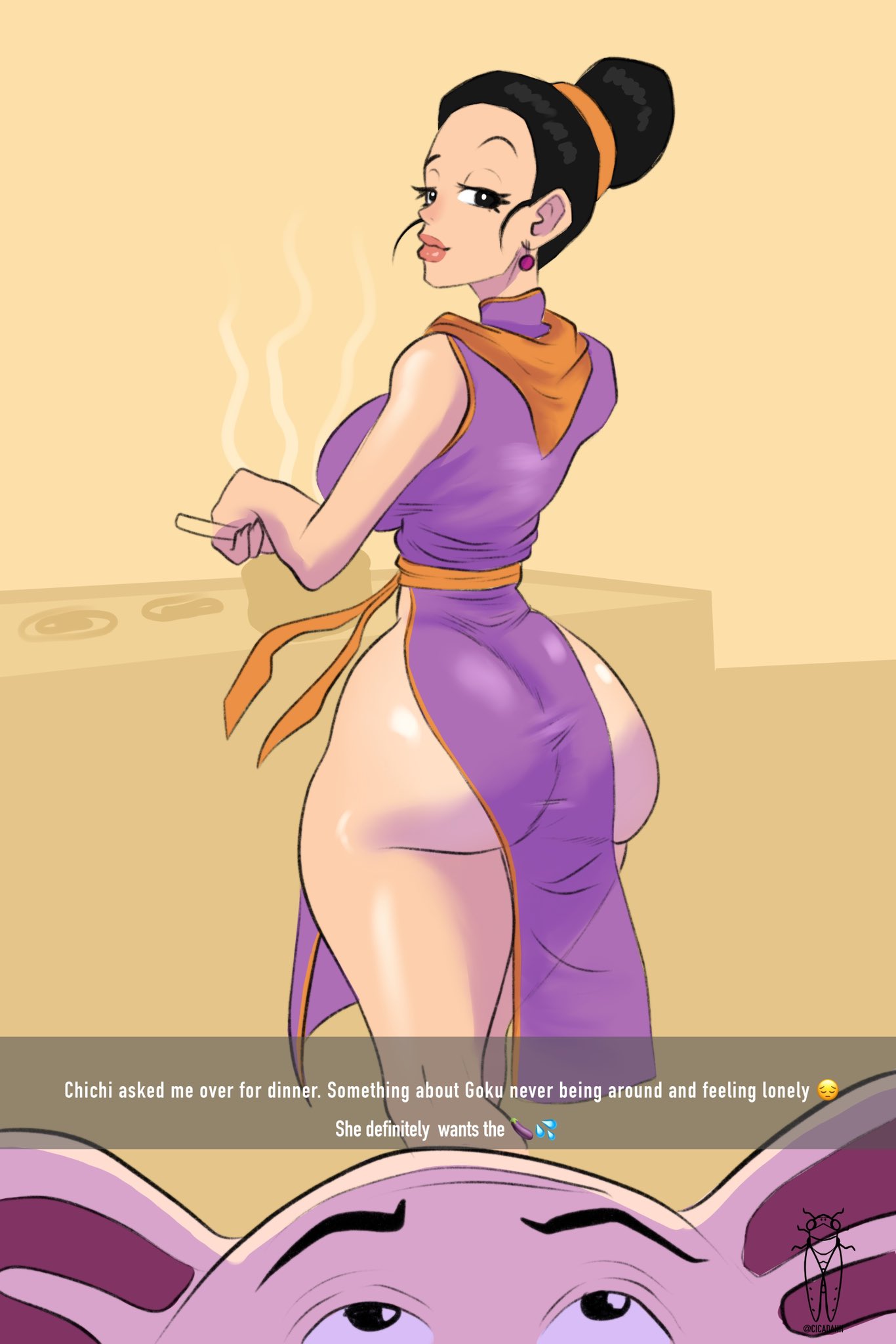 1boy 1girls 2023 anthro anthro_on_human ass breasts brown_eyes brown_hair caption cheating cheating_wife chichi cicadahh cuckold curvy curvy_body curvy_female curvy_figure dat_ass date dragon_ball dragon_ball_z dress earrings female hair_bun hourglass_figure imminent_sex instagram large_breasts lips male netorare no_pants ntr oolong pig see-through see-through_clothing selfie short_hair size_difference snapchat straight text thick thick_ass thick_thighs tied_hair