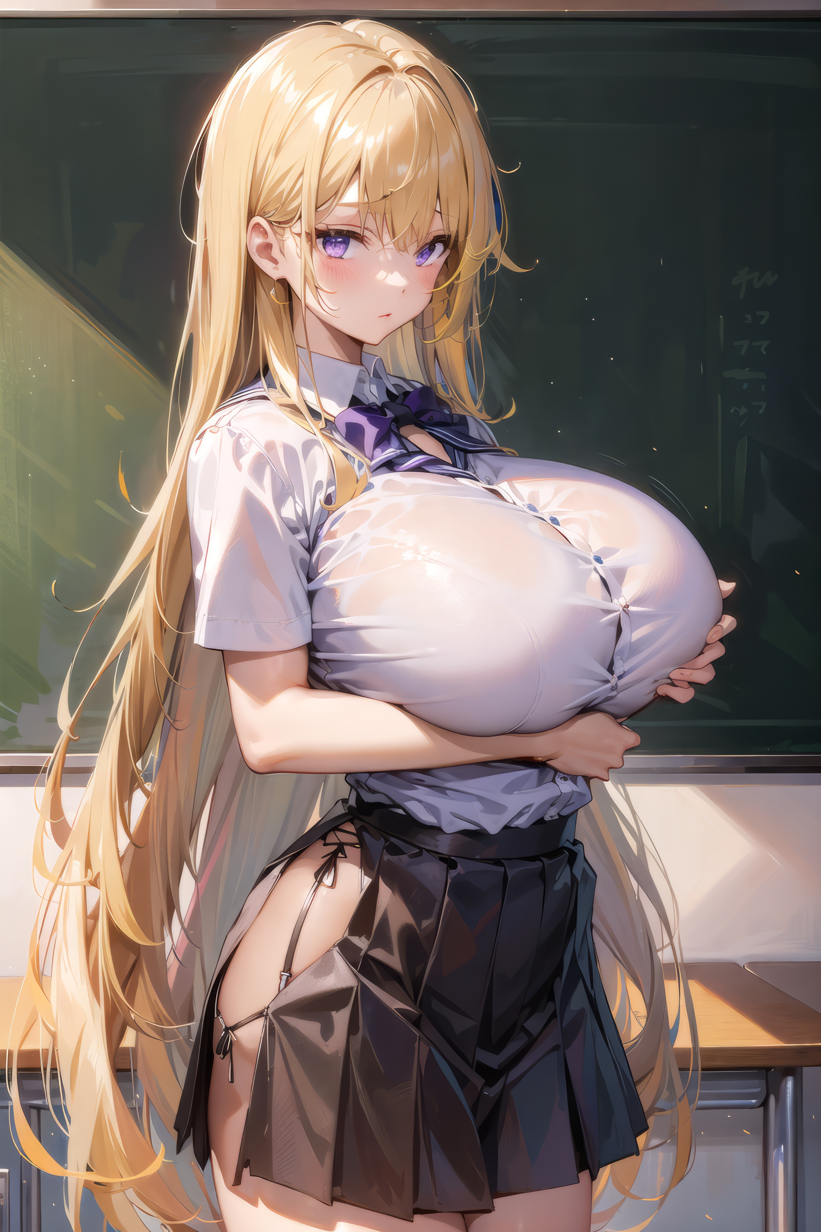 1girls, ai generated, breasts, curvaceous, curvy body, curvy female, curvy figure, female, female focus, female only, hi res, huge breasts, school uniform, schoolgirl, solo female, solo focus, stable diffusion