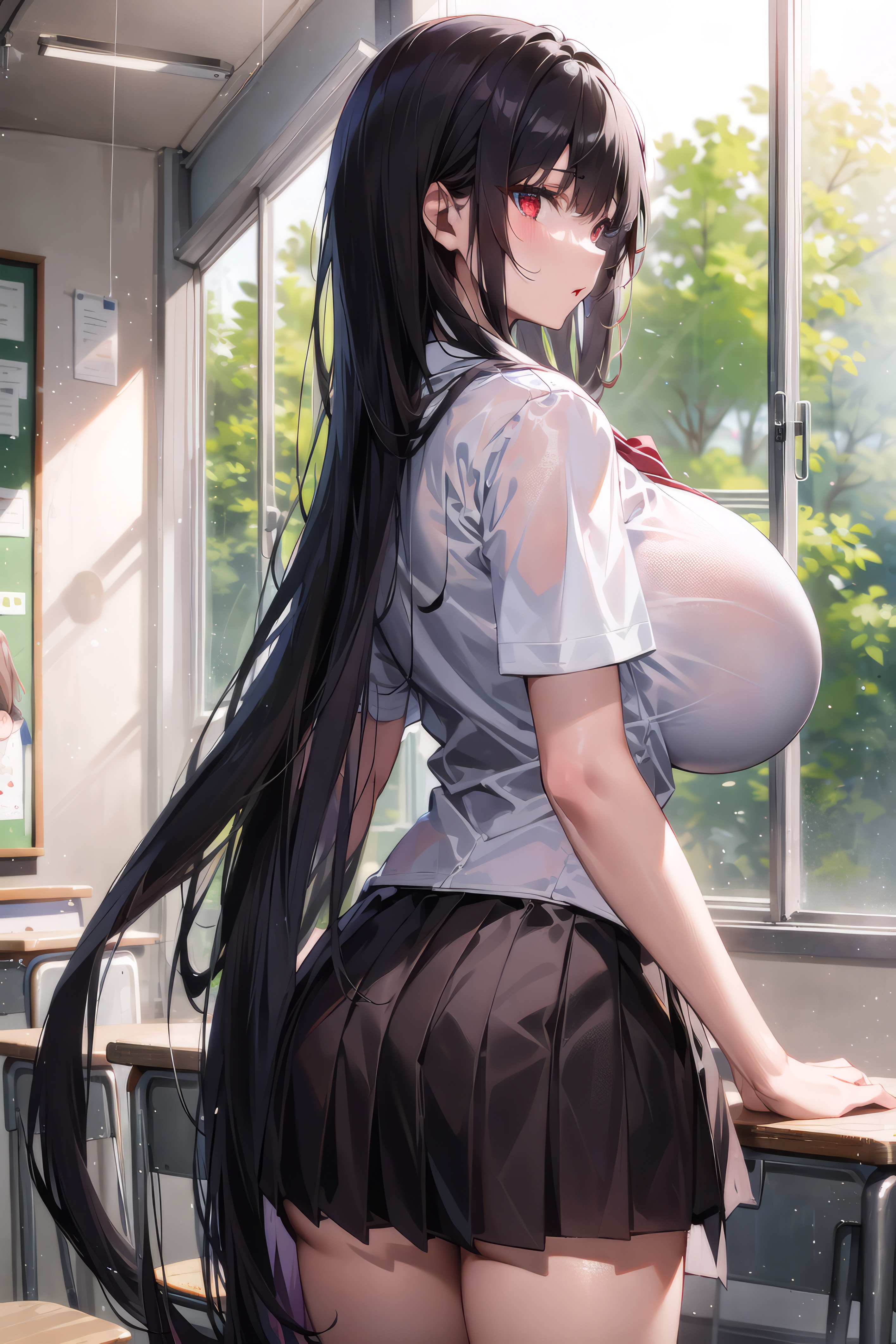 1girls, ai generated, big breasts, breasts, curvy body, curvy female, curvy figure, female, female focus, female only, huge breasts, school uniform, schoolgirl, solo female, solo focus, stable diffusion