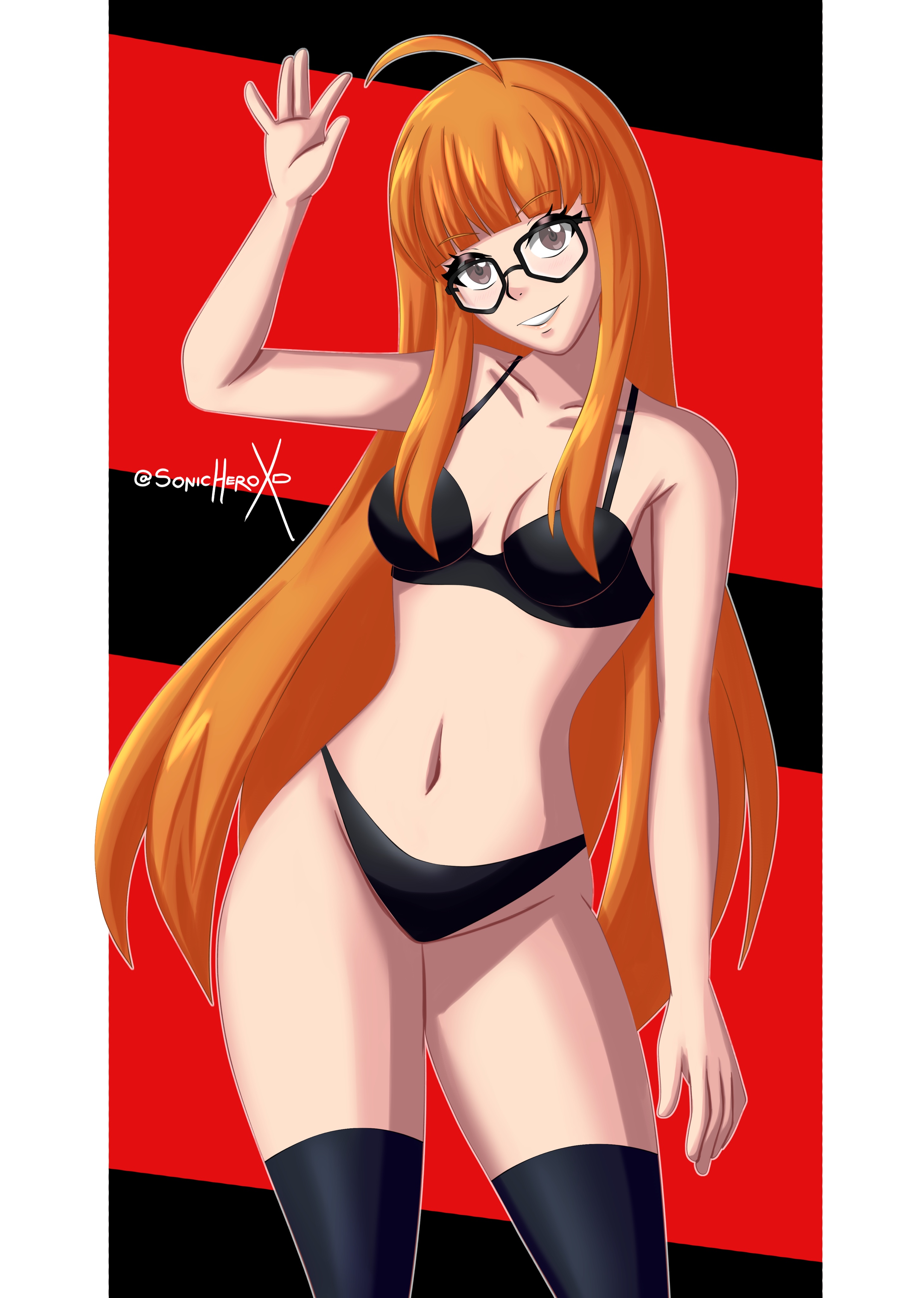 atlus, breasts, female, female only, glasses, looking at viewer, persona, persona 5, sakura futaba, solo, sonicheroxd, tagme