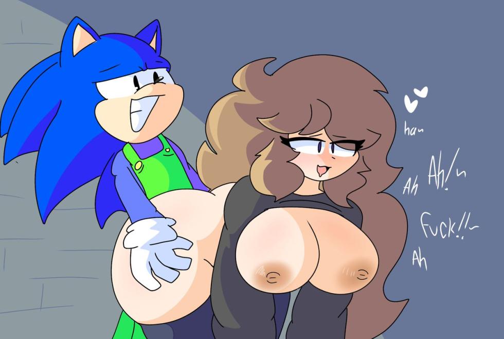 1boy 1girls big_ass big_breasts commission dialogue exposed_breasts grabbing_ass hearts_above_head jooigi_(playcustomdelivery) may_(moonlightdrawinguwu) milf moonlightdrawinguwu pants_pulled_down pleasured_face sex sex_from_behind