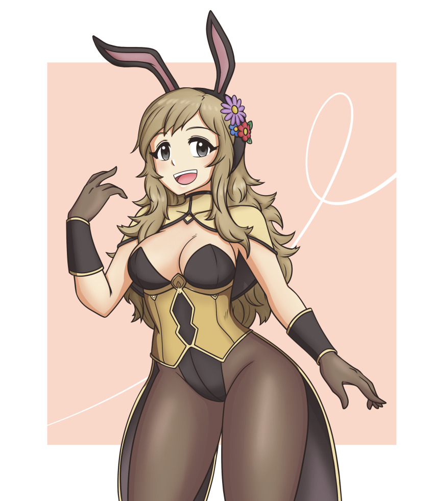 1girls blonde_hair bunny_ears bunny_girl bunnysuit busty female_only fire_emblem fire_emblem_fates fire_emblem_heroes grey_eyes hayato_stuff leggings ophelia ophelia_(fire_emblem)