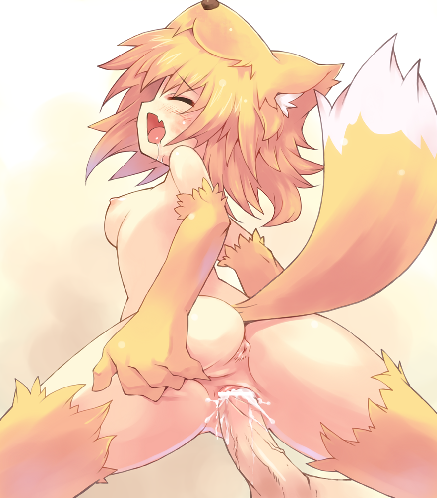 animal_ears anus blonde_hair censored cervix clitoris cum cum_in_pussy cum_inside cute_fang elbow_gloves fox_ears gloves moonlight_flower nakadashi nipples oppai penis pointless_censoring pussy ragnarok_online saliva sex short_hair solo spread_pussy tail thighhighs tsuderou vaginal_penetration