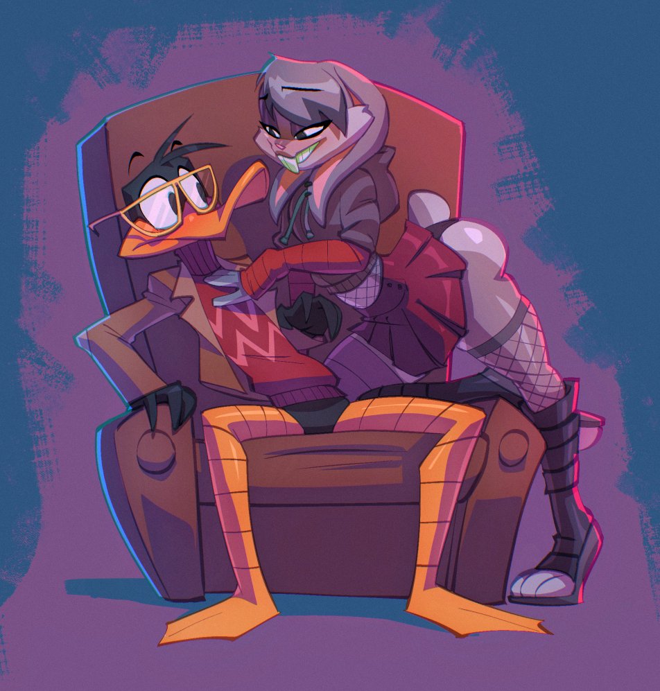 anthro big_ass bigdad buckteeth bugs_bunny crossdressing daffy_duck duck eyeshadow femboy fembugs_bunny fishnet_legwear fishnets furry furry_male furry_only gay glasses lagomorph looney_tunes mascara
