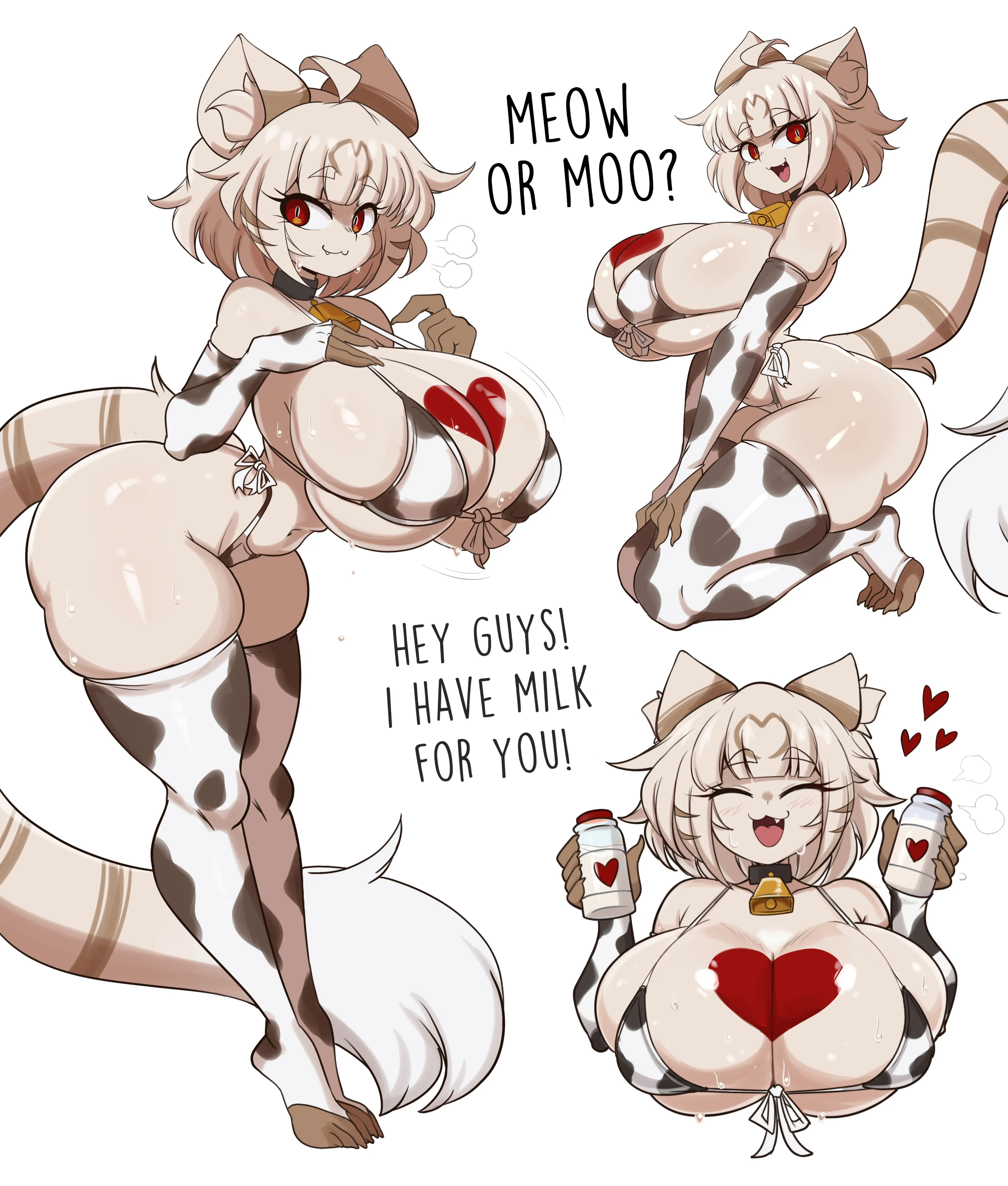 big ass, big breasts, breasts, bubble butt, cleavage, cow print, felis (lucyfercomic), female, furry, huge ass, huge breasts, lucyfercomic, nipples, tagme, thick thighs, wide hips