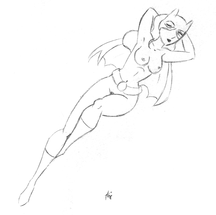 barbara_gordon batgirl batman_(series) calimachan dc monochrome nipples rough_sketch tagme