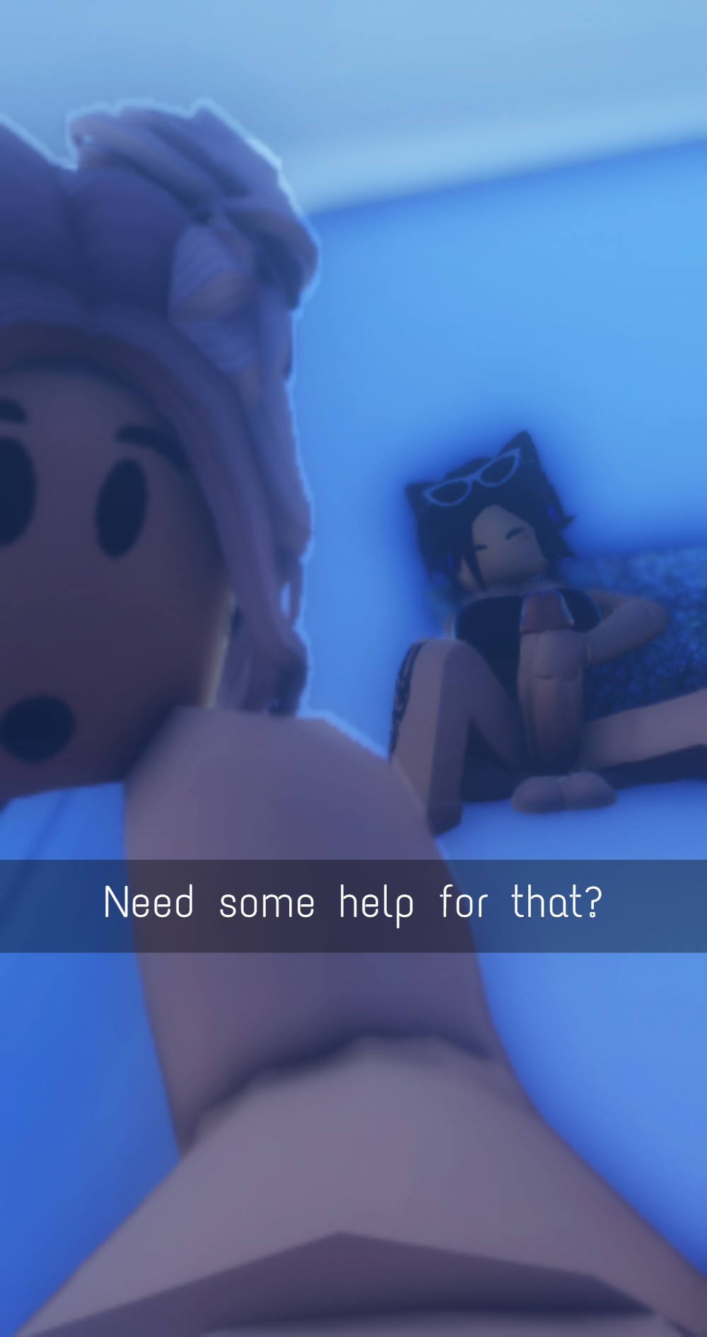 1futa, 1girls, 3d, bra, english text, erection, female, futanari, glasses, huge cock, intersex, kaickrr34, penis, roblox, robloxian, selfie, snapchat, tagme, tagme (artist), tattoo on legs, text