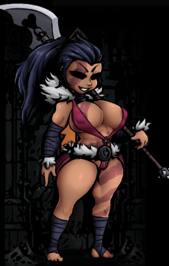 1girls abdominals abs arm_wrap arm_wrapping arm_wraps armed armor banana_hammock bardiche bikini black_hair black_ponytail blacked_out_eyes blue_paint body_paint breasts cameltoe clothed clothing cute cute_girl darkest_dungeon determined female female_only fur fur_collar fur_lined_clothing fur_trim grin grinning hand_wraps heart heart_cutout heart_icon heart_pendant hellion_(darkest_dungeon) holding holding_object holding_weapon human humanoid large_breasts leather_armor leg_wrap leg_wrapping leg_wrappings leg_wraps long_hair long_ponytail micro_bikini mini_bikini mini_bra muscular muscular_female nipples_visible_through_clothing paint pendant polearm ponytail purple_clothes purple_clothing ring_bra scowl skimpy skimpy_armor skimpy_bikini skimpy_clothes skimpy_costume skimpy_outfit skimpy_panties skimpy_underwear small_feet smile smiling solo solo_female stripes tan-skinned_female tan_skin thick_thighs thighs triceps unconvincing_armor war_paint warpaint wild_hair xelsword