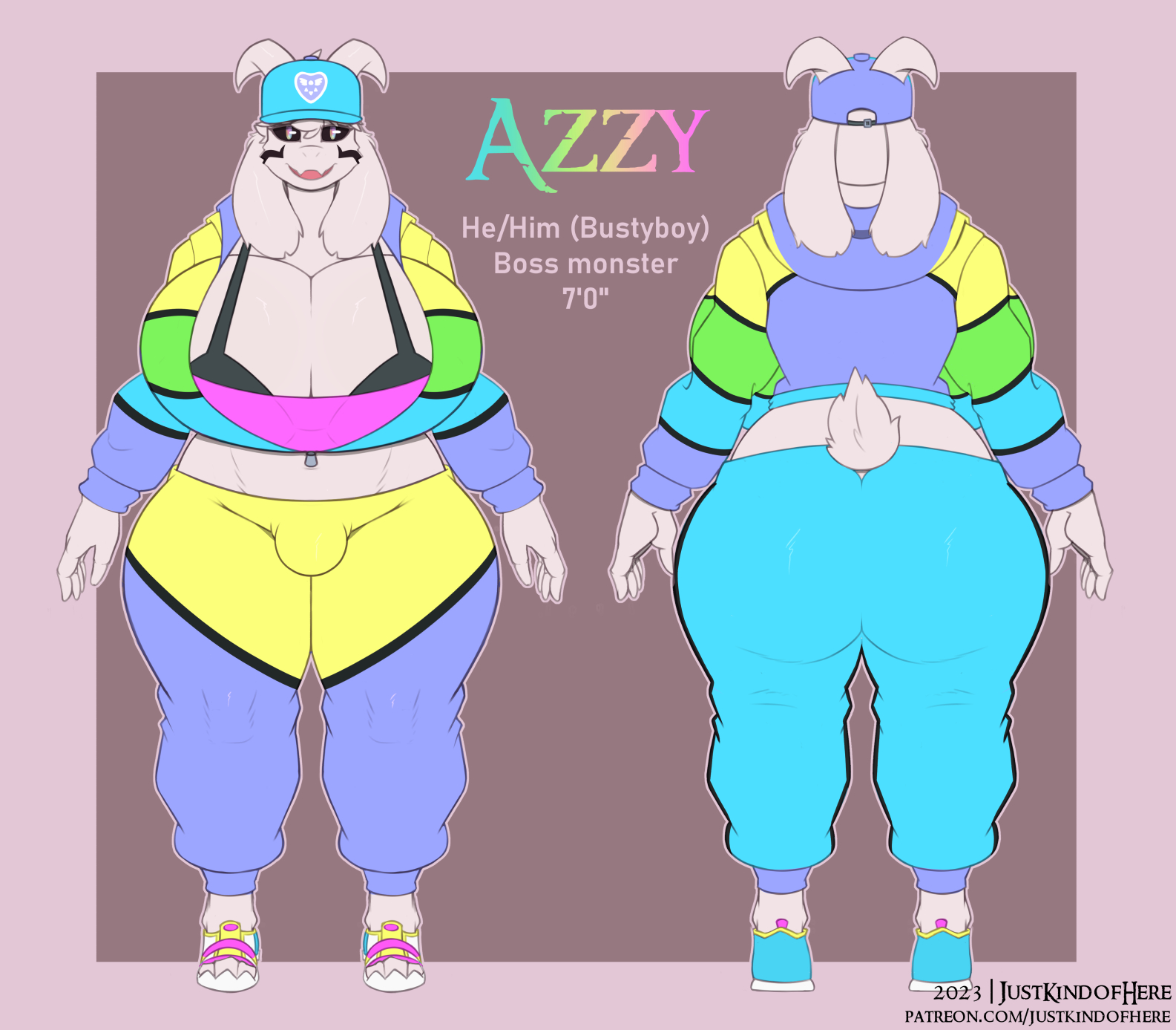 1boy, 2d, 2d (artwork), 2d artwork, asriel dreemurr, asriel dreemurr (god form), big breasts, breasts, busty male, cleavage, color, furry, huge breasts, justkindofhere, male, male only, male with breasts, reference sheet, rule 63, solo male, tagme, undertale, undertale (series)