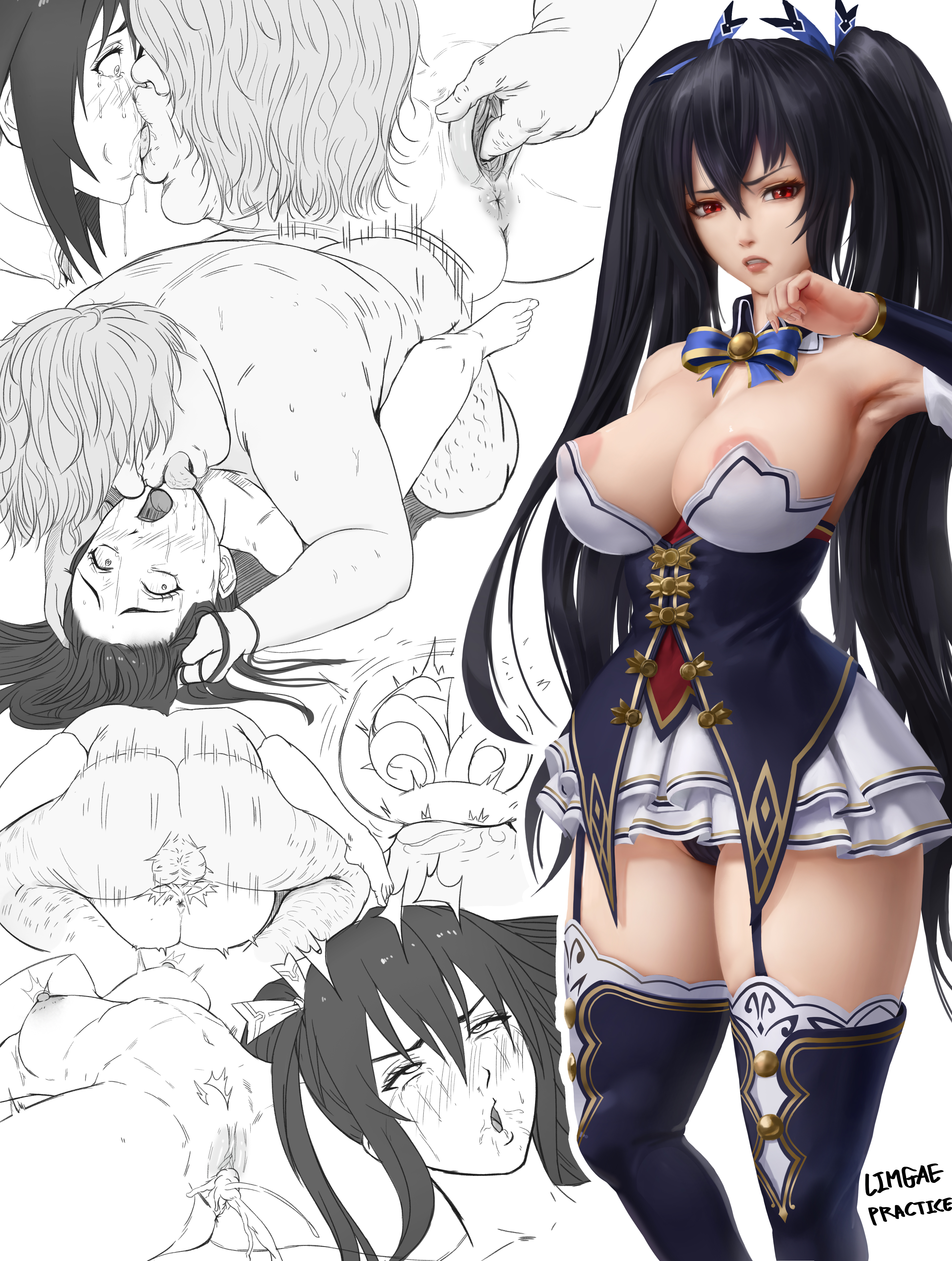 1boy, 1girls, absurd res, absurdres, after sex, after vaginal, ahe gao, anus, areolae, armpits, ass, balls, black hair, black panties, black underwear, blush, clitoris, compile heart, crying, crying with eyes open, cum, cum in pussy, cum in uterus, cum inside, disgusted, ejaculation, erect nipples, erect nipples under clothes, fat male, female, fingering, gesugao, hi res, high resolution, highres, hyperdimension neptunia, idea factory, limgae, looking at viewer, male, mating press, neptunia (series), nipples, noire, open mouth, panties, penetrable sex toy, penis, pussy, rape, red eyes, sex, sketch, testicles, tongue, tongue out, twintails, ugly bastard, uncensored, underwear, uterus, vaginal penetration, womb, x-ray